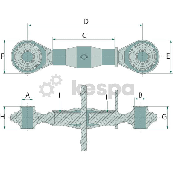Mekanisk toppstång kat 0 med kulled längd 280-390 mm  av  Kespa AB Mekaniska toppstänger 7276