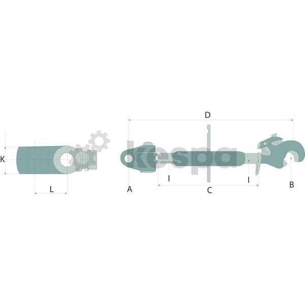 Mekanisk toppstång kat 2 med fånghake och gaffelled längd 625-865 mm  av  Kespa AB Mekaniska toppstänger 7277