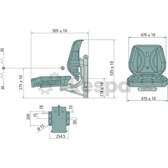 Fällbar passagerarstol universial 470mm  av  Kespa AB Passagerarstol 7409