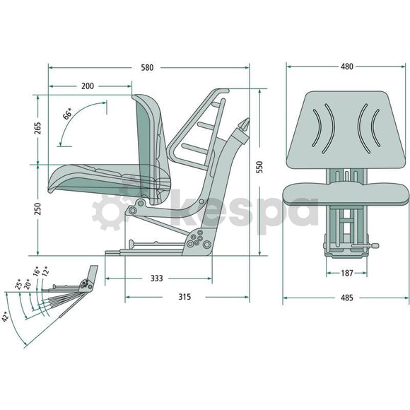 Fällbar traktorsits med mekanisk fjädring.  av  Kespa AB Mekanisk stol 7390