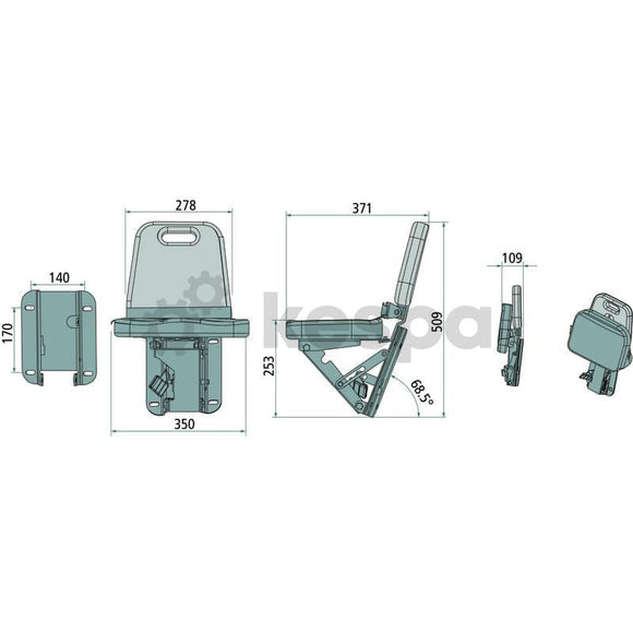 Fällbart passagerarsäte i tyg som är 350mm brettt  av  Kespa AB Passagerarstol 7410