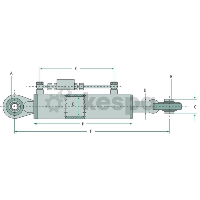 Hydraulisk toppstång kat 1 med kulled längd 352-447 mm  av  Kespa AB Hydraulika toppstänger 7279