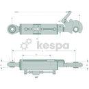 Hydraulisk toppstång kat 2 med kula och fångsthake 640-920 mm  av  Kespa AB Hydrauliska toppstänger 7264