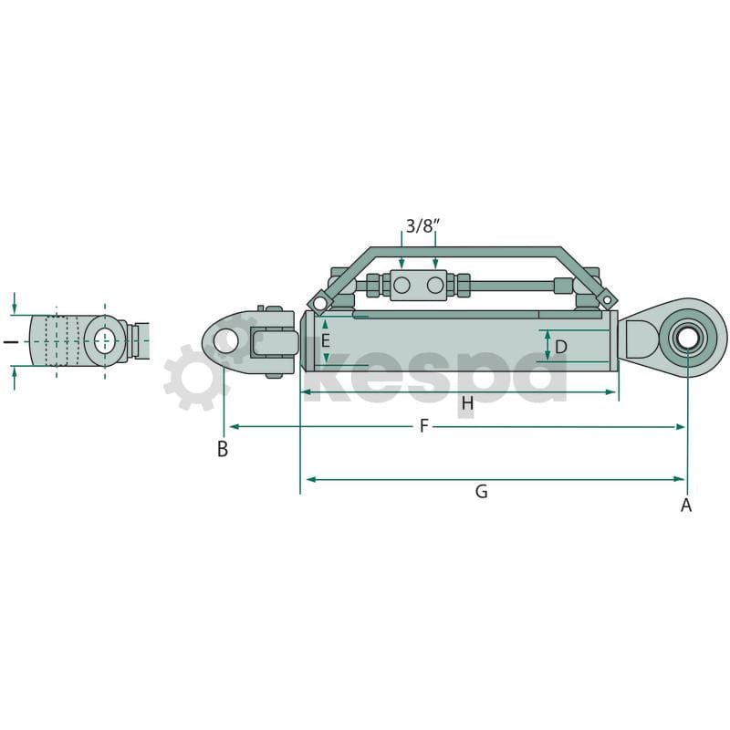 Hydraulisk toppstång kat 3 med gaffelled och kulled 660-948mm  av  Kespa AB Hydrauliska toppstänger 7312