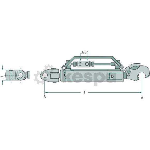 Hydraulisk toppstång kat 4 med gaffelled och fånghake längd 802-1102  av  Kespa AB Hydrauliska toppstänger 7280