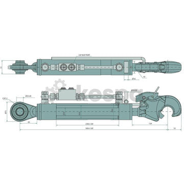 Hydraulisk toppstång med fångsthake kat 2, 560-798mm  av  Kespa AB Hydrauliska toppstänger 7373
