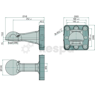 Kulhandske K80 145x145 M20 Typgodkänd.  av  Kespa AB Kulhandske 6065