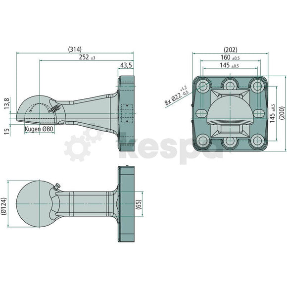 Kulhandske K80 145x145 M20 Typgodkänd.  av  Kespa AB Kulhandske 6065