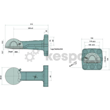 Kulhandske K80 med fläns 110x100 M16  av  Kespa AB Kulhandske 7479