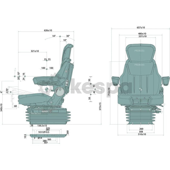 Luftfjädrad premiumstol med rotation från Proboss, 260mm spårmått  av  Kespa AB Luftfjädrad stol 7411