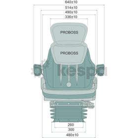 Luftfjädrad stol PROBOSS med armstöd och ryggförlängning 12V 260 mm  av  Kespa AB Luftfjädrad stol 7272