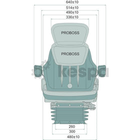 Luftfjädrad stol PROBOSS med armstöd och ryggförlängning 12V 260 mm  av  Kespa AB Luftfjädrad stol 7272