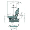 Luftfjädrad stol PROBOSS med armstöd och ryggförlängning 12V 260 mm