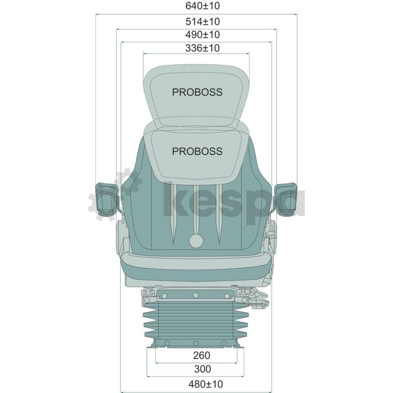 Luftfjädrad stol PROBOSS med armstöd och ryggförlängning 12V 260 mm  av  Kespa AB Luftfjädrad stol 7272