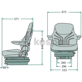 Mekanisktfjädrad stol Grammer Maximo Comfort MSG85G/721 260 mm  av  Kespa AB Mekanisk stol 7273