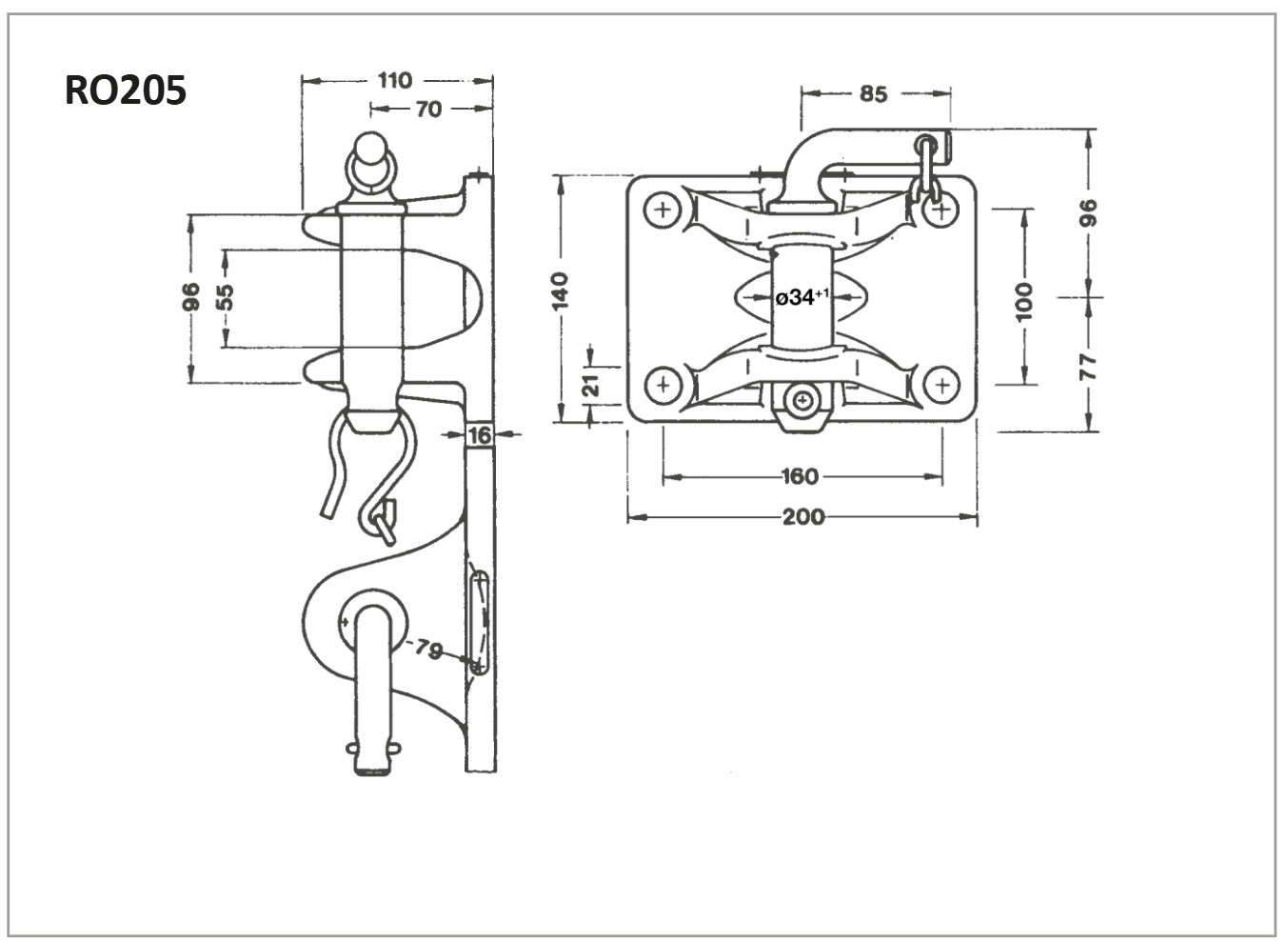 Rockinger dragkoppling fläns 160x100, 34mm sprint  av  Kespa AB Drag 7343