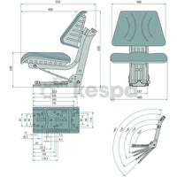 Säte med bälte och mekanisk dämpning spårmått max 187mm  av  Kespa AB Mekanisk stol 7296