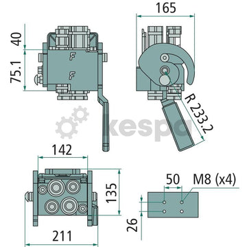 Snabbkoppling multifaster hona 2x 1/2" BSP + 2x 3/4" BSP PH510  av  Kespa AB Multikoppling kopplingsplatta 7643