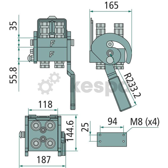 Snabbkoppling multifaster hona 4x 1/2" BSP - PH408-4-12G FC  av  Kespa AB Multikoppling kopplingsplatta 7652