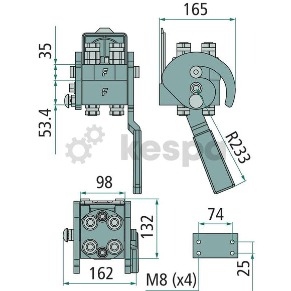 Snabbkoppling multifaster hona 4x 3/8" BSP - PH406-4-38G FC  av  Kespa AB Multikoppling kopplingsplatta 7651