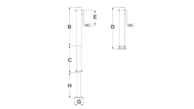 Stödben med sidvev max 3270kg, galvaniserad med 655 mm lyft. DG600/3SFW från Simol  av  Kespa AB Stödben 7512