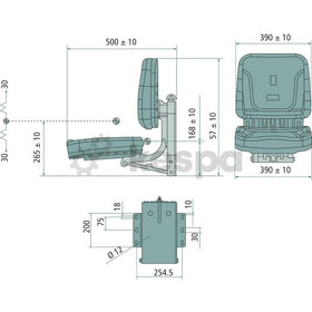 Universial fällbar passagerarstol som är 390mm bred  av  Kespa AB Passagerarstol 7408
