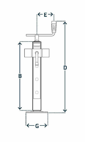 Vevbart stödben med fläns max 1200kg, PE600 från Simol  av  Kespa AB Stödben 7352