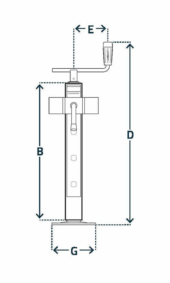 Vevbart stödben med fläns max 1200kg, PE600 från Simol  av  Kespa AB Stödben 7352