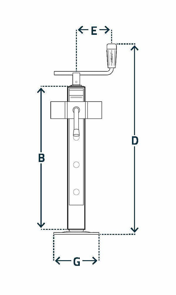 Vevbart stödben med fläns max 1200kg, PE600 från Simol  av  Kespa AB Stödben 7352