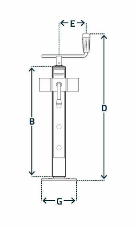 Vevbart stödben med fläns max 1200kg, PE600 från Simol  av  Kespa AB Stödben 7352